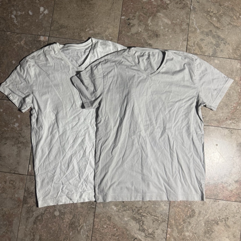 Georg Roth Los Angeles Mens M Pima Cotton T Shirt Lot White Crew V Neck 2 Pack